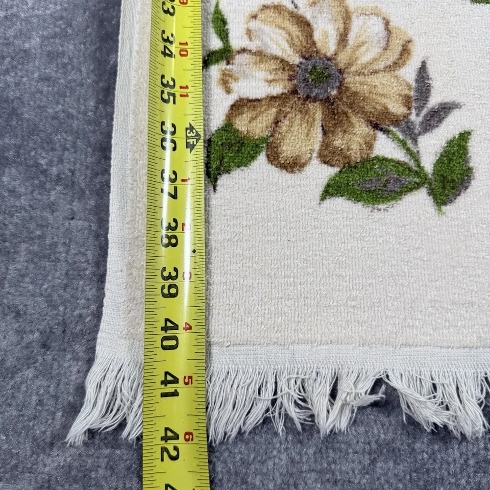 Vintage Cannon Bath Towel and‎ Washcloth Set Beige Brown Floral